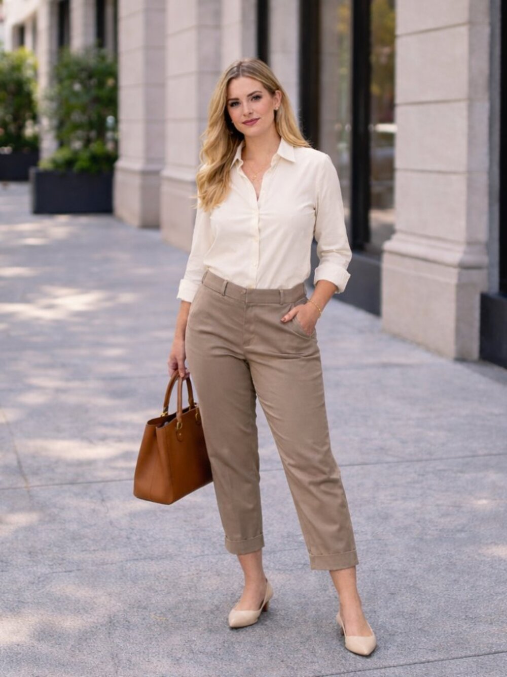Banana Republic Beige Cropped Khaki Pants Size 6 Preppy Casual
